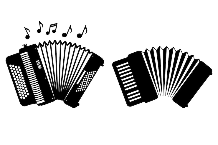 Vecteur vector de silhouette d'accordéon avec fond blanc