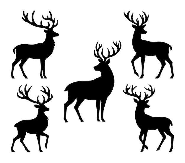 Vector de silhouette de cerf sur fond blanc