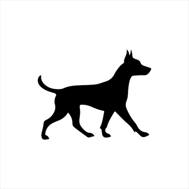 Vector de silhouette de chien sur fond blanc