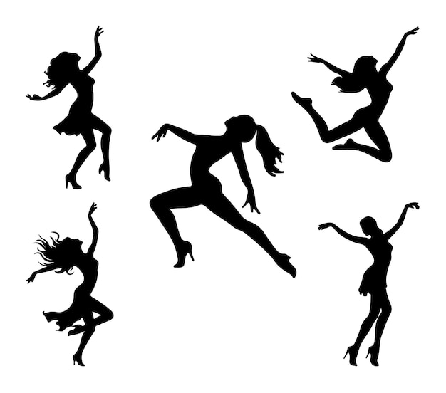 Vector de silhouette dansante sur fond blanc