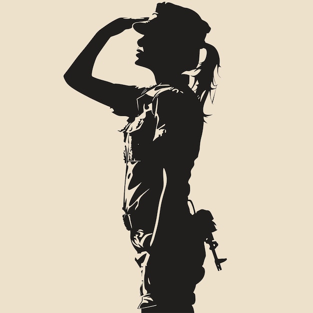 Vector De La Silhouette De La Femme-soldat