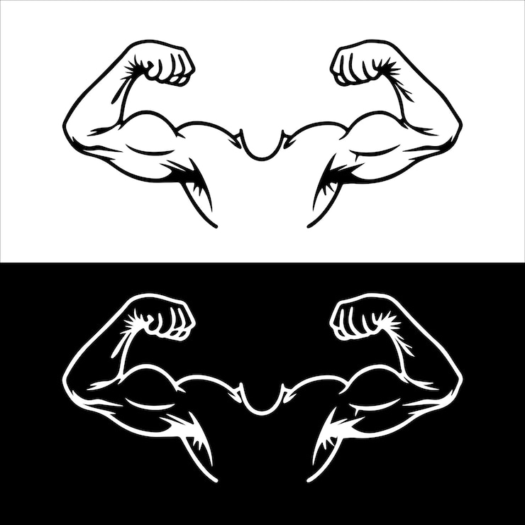 Vecteur vector de silhouette de l'icône musculaire concept de fitness de culturisme