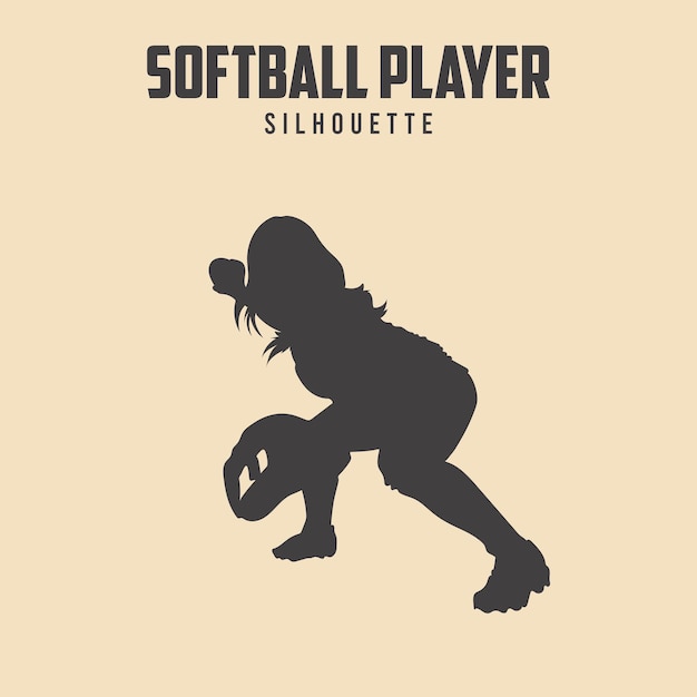 Vector de la silhouette noire du joueur de softball