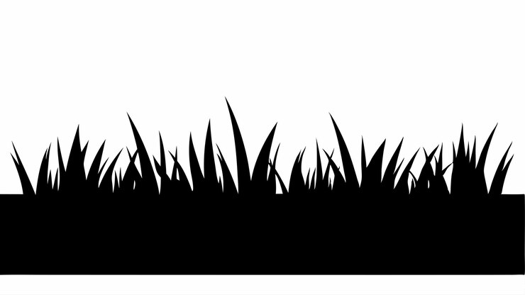 Vecteur vector de silhouette noire sur fond blanc à la bordure de l'herbe