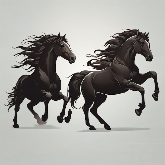 Vector de silhouettes de chevaux sur un fond blanc