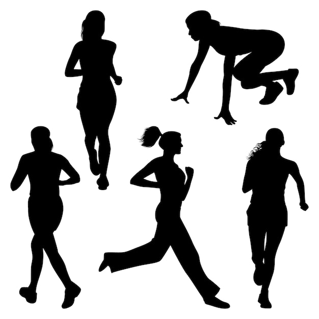 Vector De Silhouettes Féminines En Course