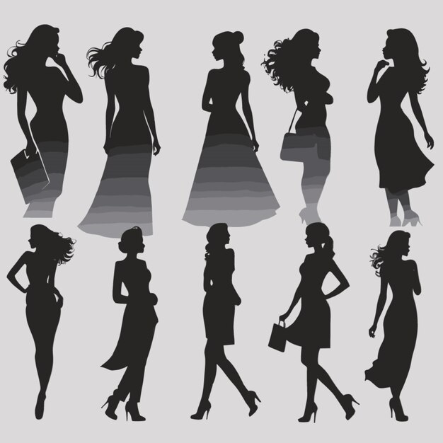 Vecteur vector des silhouettes féminines