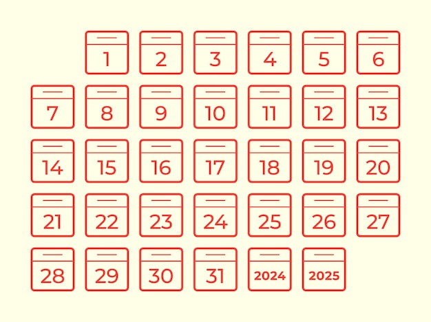 Vecteur vector simple ligne icône calendrier 31 jour du mois collection de symboles de calendrier