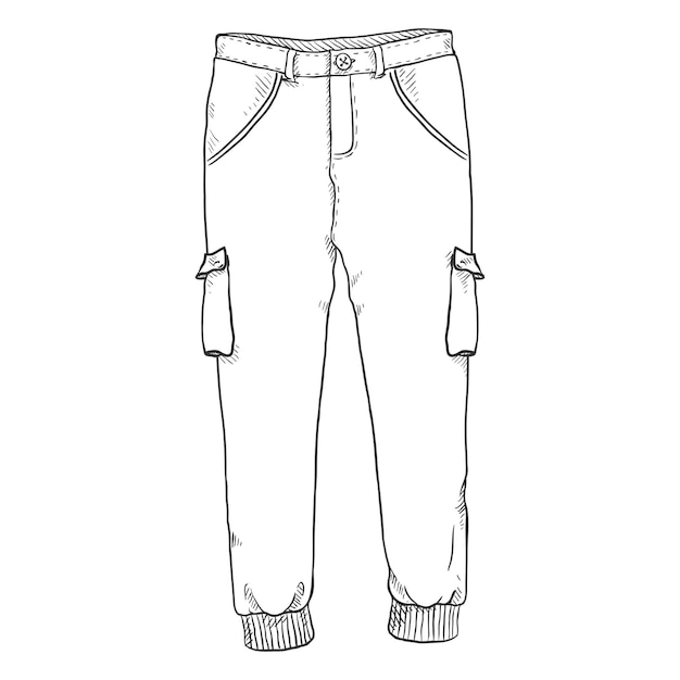 Vecteur vector sketch illustration pantalon jogger sur fond blanc