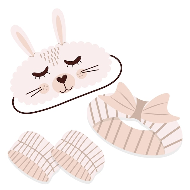 Vecteur vector sleeping headband et headband pour les cheveux quand une fille lave les toilettes dans le style des dessins animés