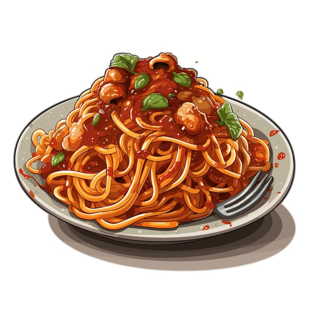 Vecteur vector de spaghettis sur fond blanc