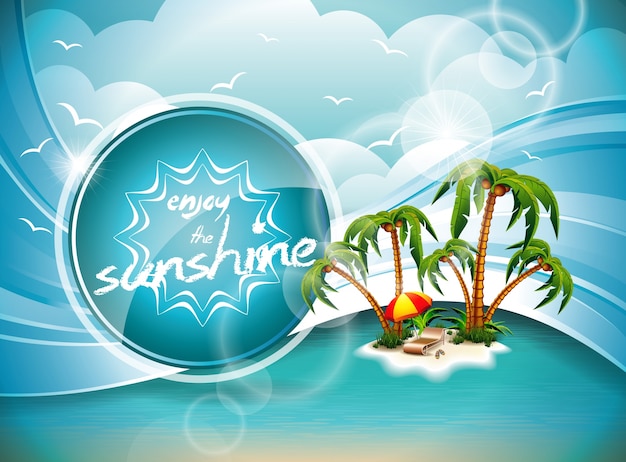 Vecteur vector summer holiday flyer design avec des palmiers et paradise island