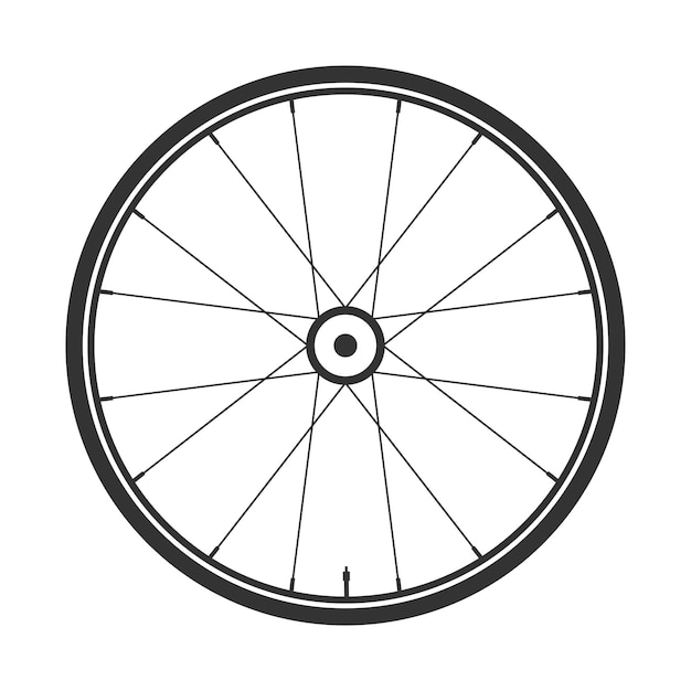 Vecteur vector de symbole de roue de vélo vélo pneu de montagne en caoutchouc avec soupape vélo de montagne de fitness