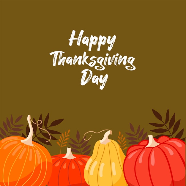 Vector Thanksgiving Day Greeting Card Citrouilles De Différentes Formes