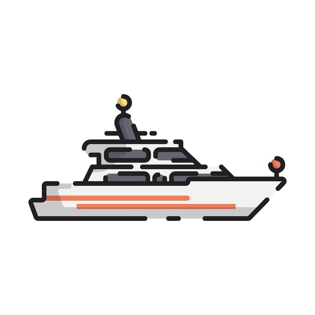 Vector de transport de yacht dessin animé de style plat