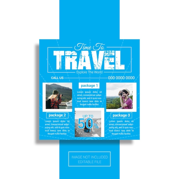 Vector Travel Social Media Post Design (conception De Messages Pour Les Médias Sociaux)