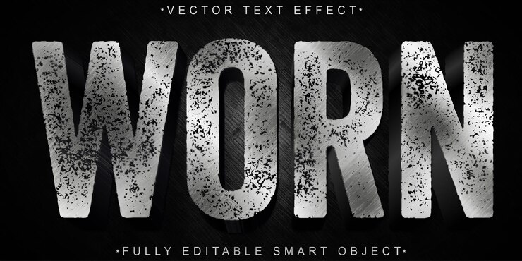 Vecteur vector usé effet de texte d'objet intelligent entièrement modifiable