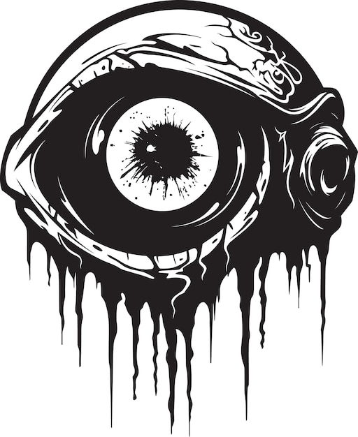 Vector De Vision Des Morts-vivants Effrayants Emblème De L'œil De Zombie Regard Effrayant Logo De L'oeil Effrayant Noir