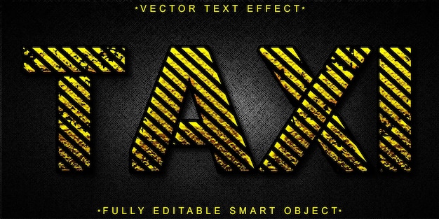 Vector de voitures de taxi Effet de texte d'objet intelligent entièrement modifiable