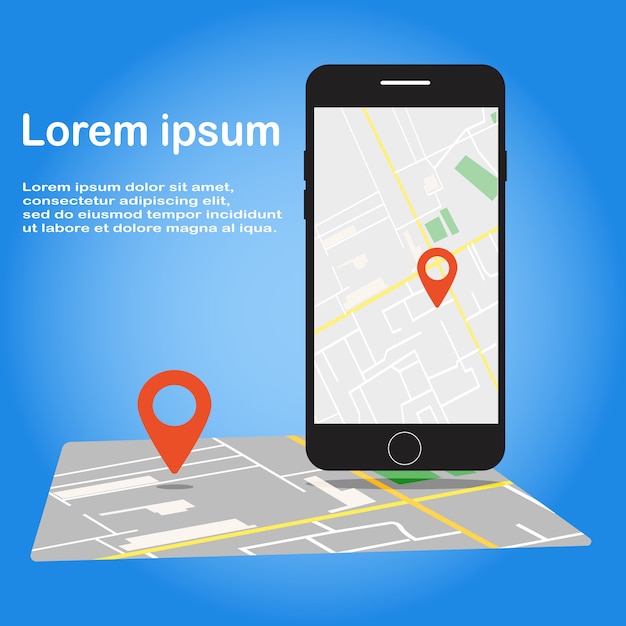 vectorielle de smartphone avec application de navigation à l'écran.