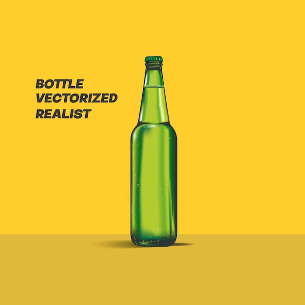 Vecteur vectorisation réaliste de la bouteille verte de bière
