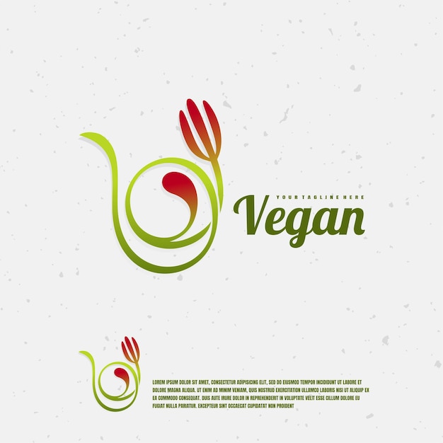 Vecteur végétalien feuille logo illustration vecteur premium