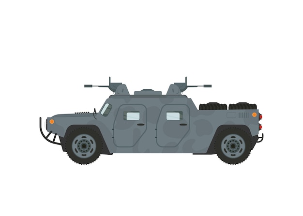 Vecteur véhicule militaire américain hummer h1 isolé sur blanc