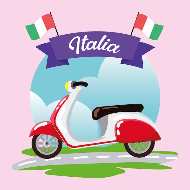 Véhicule De Moto Italien Traditionnel Illustration Vectorielle