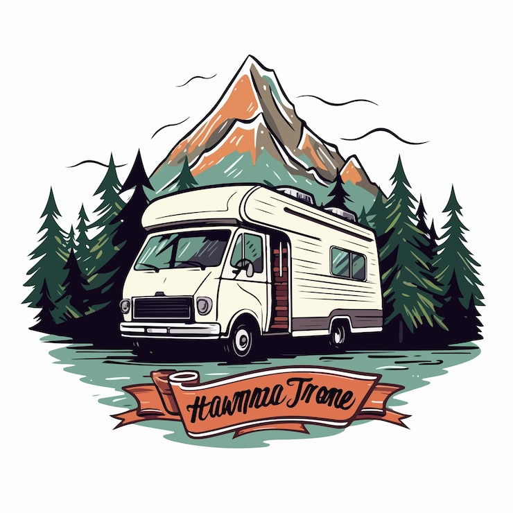 Vecteur véhicule récréatif de remorque de camping moderne