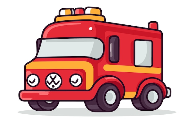 véhicule d'urgence de camion de pompiers rouge dans une illustration vectorielle de style plat moderne