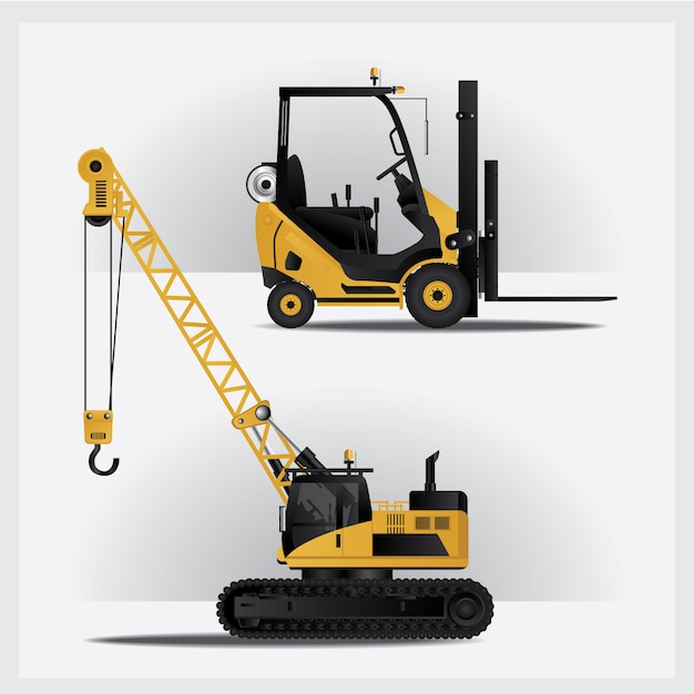 Véhicules de construction sur le site Vector Illustration