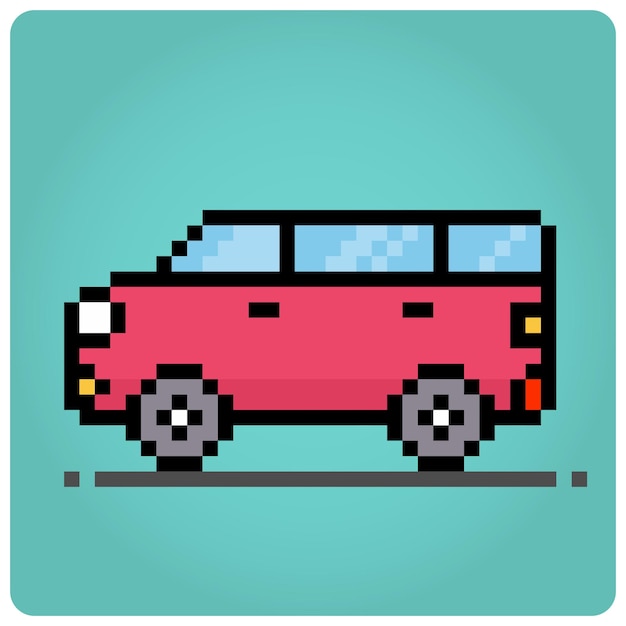 Véhicules de transport de type SUV voiture pixel 8 bits pour les actifs de jeu en illustration vectorielle