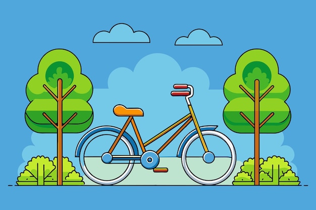 Le vélo est mignon, le fond est un arbre.
