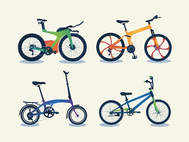 Vélo Moderne Sertie De Différents Modèles En Illustration Vectorielle