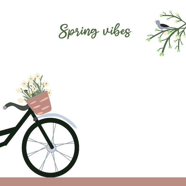 Vélo Avec Panier De Fleurs Printemps