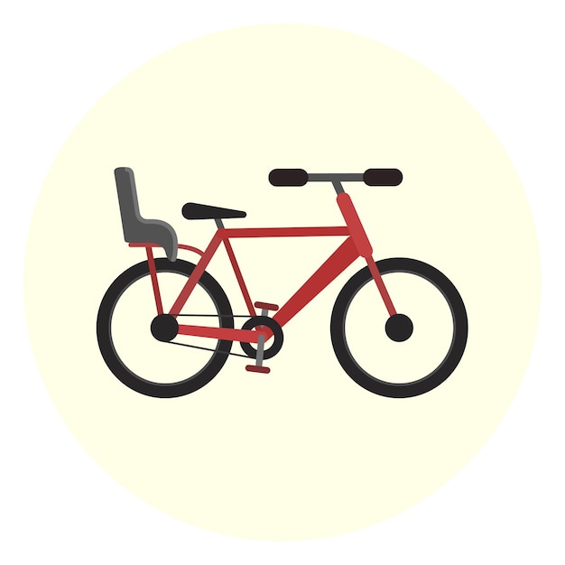 Vélo plat rouge avec siège bébé vecteur vélo avec siège enfant arrière transport urbain écologique