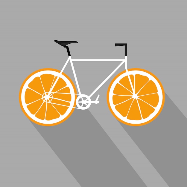 Vecteur vélo avec roues à fruits orange