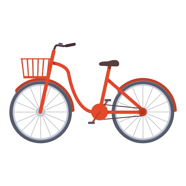 Vélo de ville rouge avec panier sur fond blanc