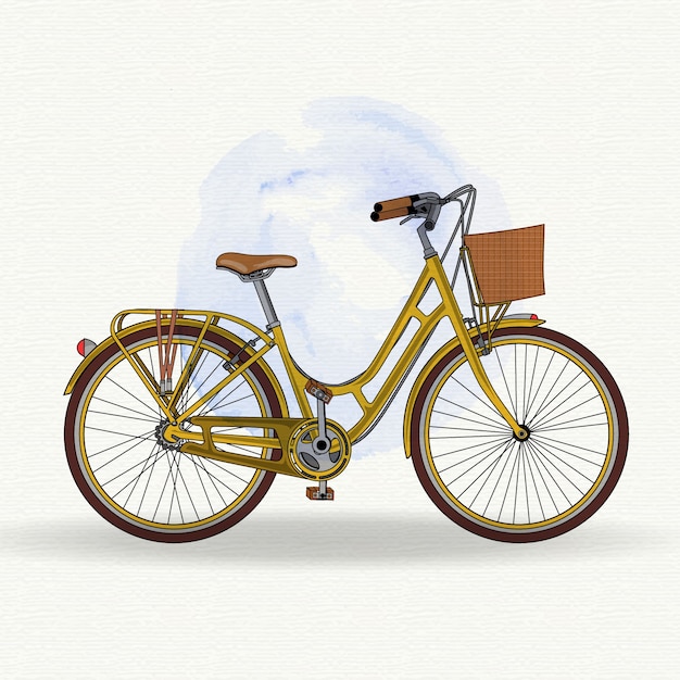 Vecteur vélo vintage jaune réaliste