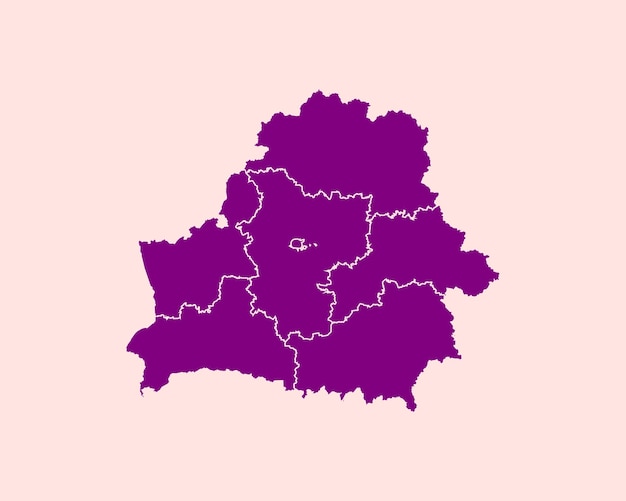 Velours Moderne Couleur Violette Frontière Détaillée Carte Du Bélarus Isolé Sur Violet