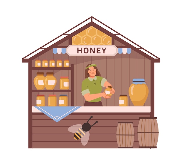 Vendeur d'étal de miel fait maison