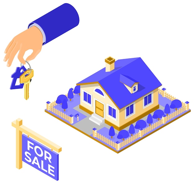 Vente achat loyer hypothèque maison isométrique