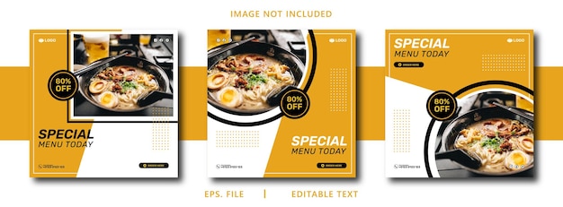 vente d'affiches alimentaires promotion des médias sociaux et conception de modèle de publication d'affiche de bannière instagram