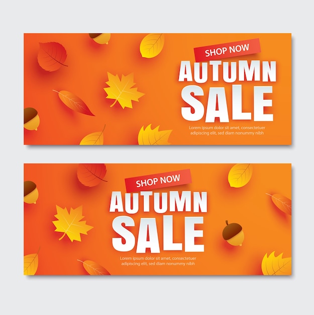 Vente D'automne Avec Des Feuilles Dans Un Style Art Papier Sur Fond Orange.