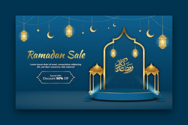 Vente De Bannières Du Ramadan Avec Podium