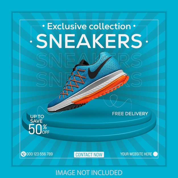 Vente de chaussures pour un post sur les réseaux sociaux ou un modèle de bannière carrée