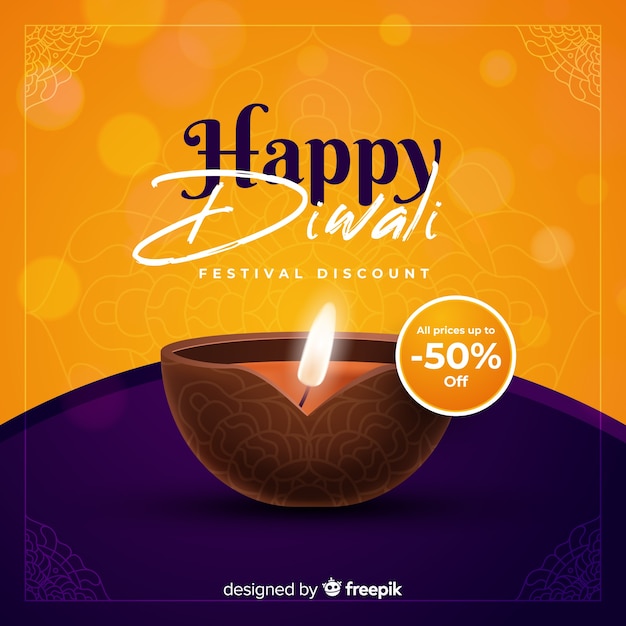 Vente Colorée De Diwali Réaliste