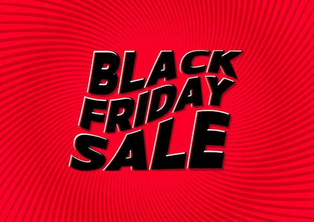 Vente du vendredi noir sur fond rouge. Bannière Web de médias sociaux pour le shopping, la vente, la promotion de produits.