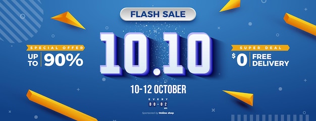Vente Flash à 1010 Avec Numéros 3d Sur Fond Bleu