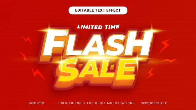 Vente Flash 3d Texte Vectoriel Effet éclair Clignotant